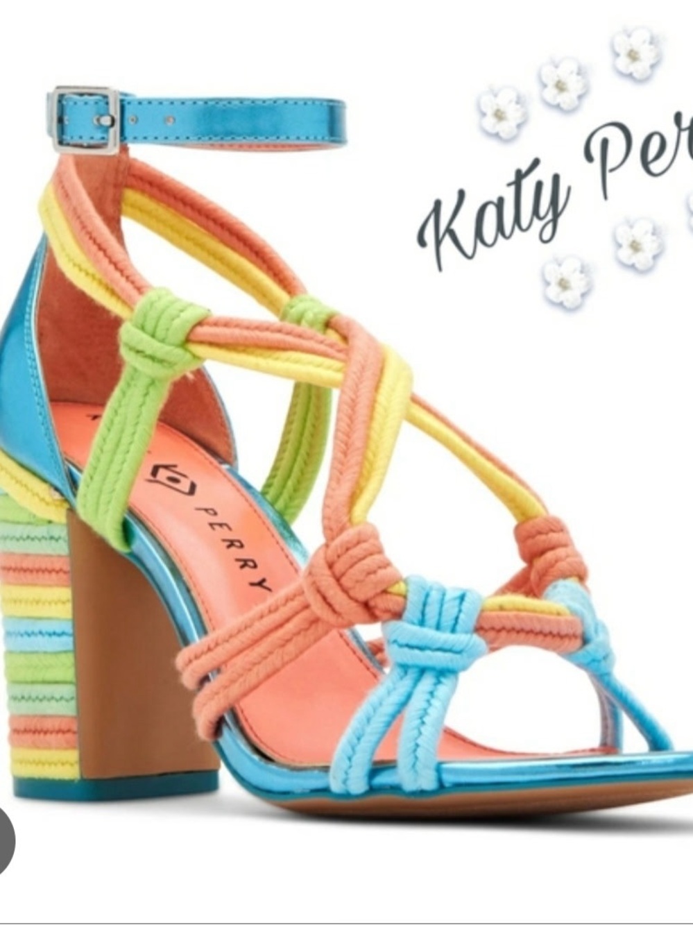 Katy Perry Collections Pastel Rainbow Knotted Rope Block‎ Heels